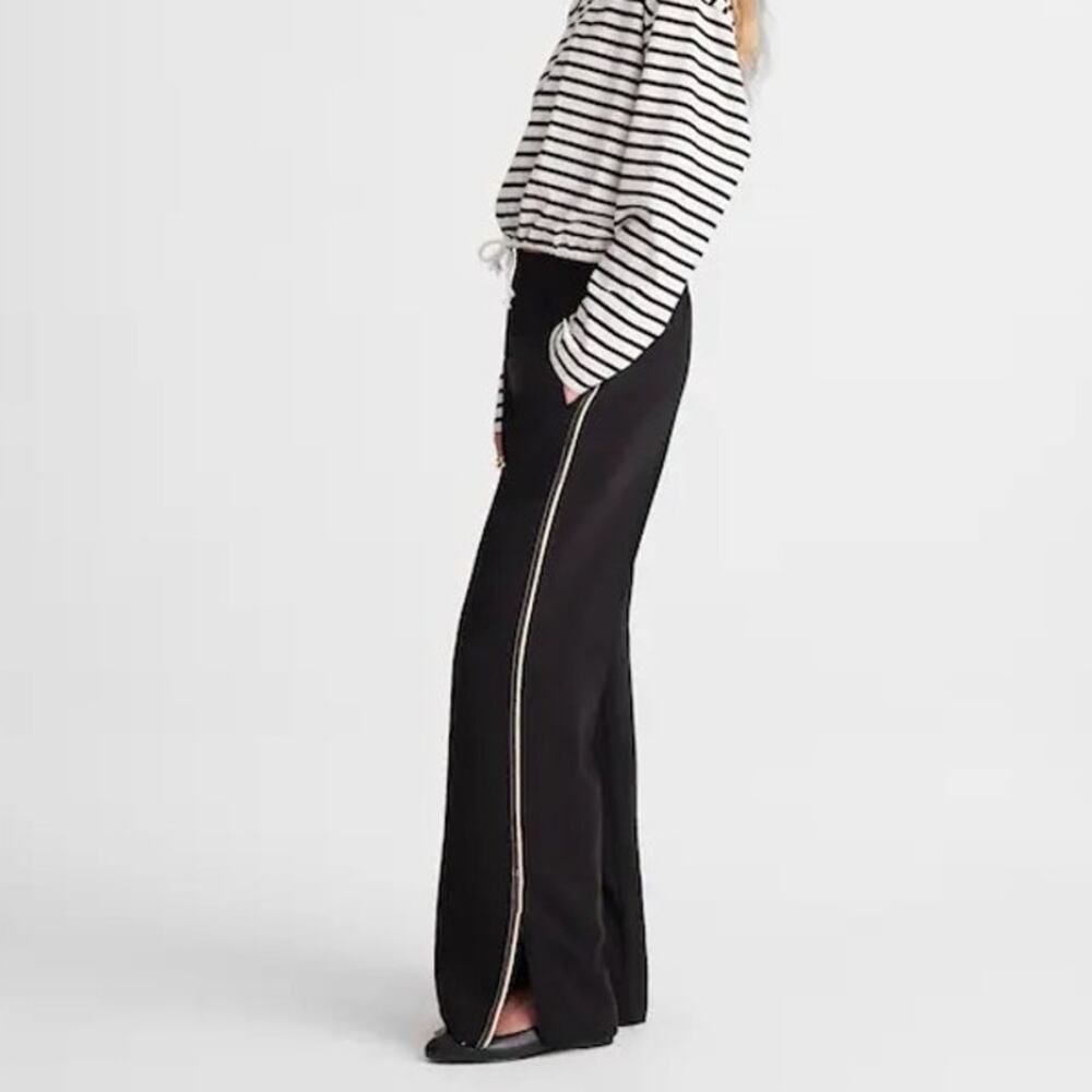 Madewell Pull-On Bootcut Track Pant Jet Black Stripe Size Small NWT - Picture 2 of 10
